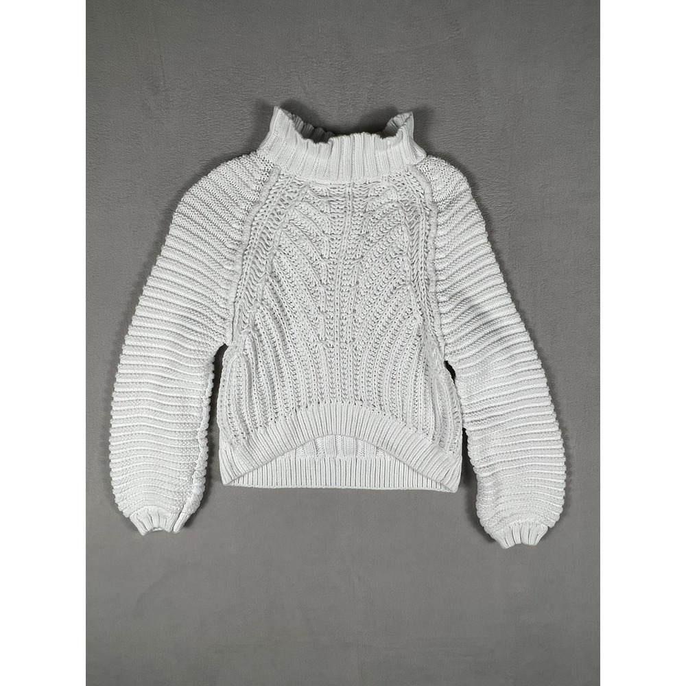 Free People Sweetheart Sweater Ivory White‎ Chunky Knit Mock Neck Women XS
